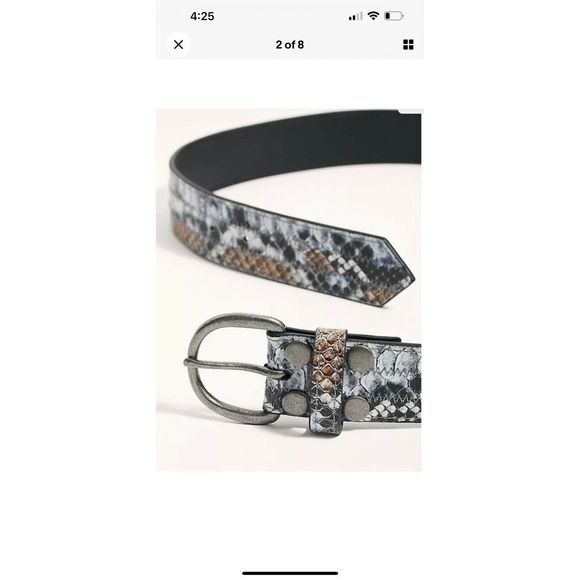 Free People Snake Embossed Leather Belt, S/M, NEW! - Picture 3 of 11